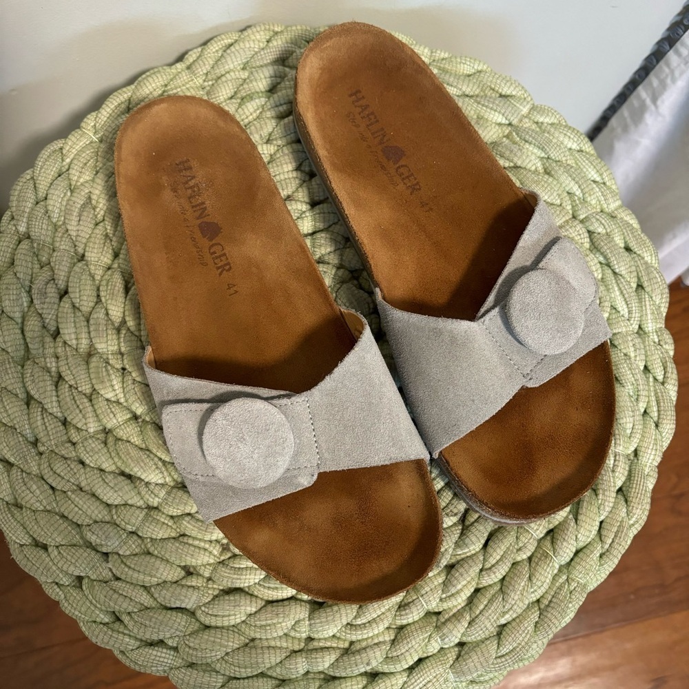 Haflinger Women's Sandals in Light Gray and Brown